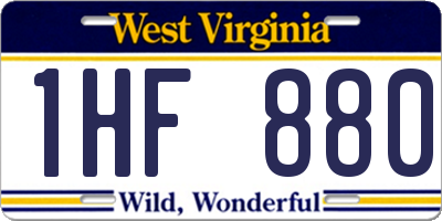 WV license plate 1HF880