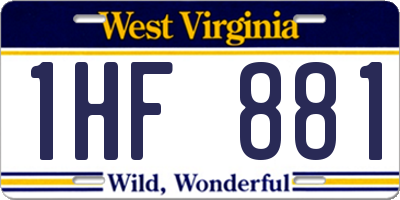 WV license plate 1HF881