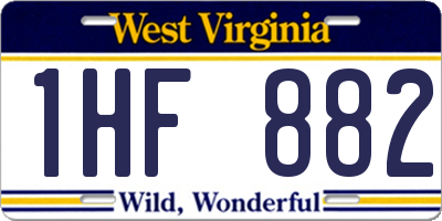 WV license plate 1HF882
