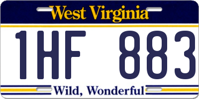 WV license plate 1HF883