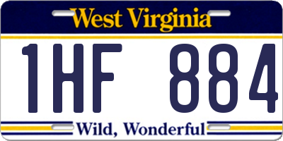 WV license plate 1HF884