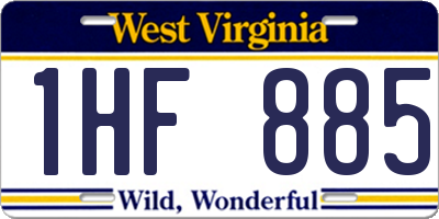 WV license plate 1HF885