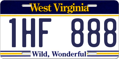 WV license plate 1HF888