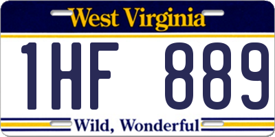 WV license plate 1HF889