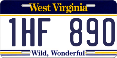 WV license plate 1HF890
