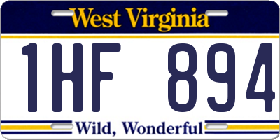 WV license plate 1HF894