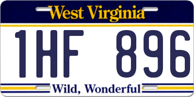 WV license plate 1HF896