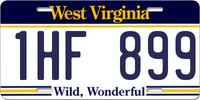 WV license plate 1HF899