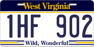 WV license plate 1HF902