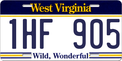 WV license plate 1HF905