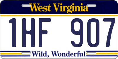 WV license plate 1HF907
