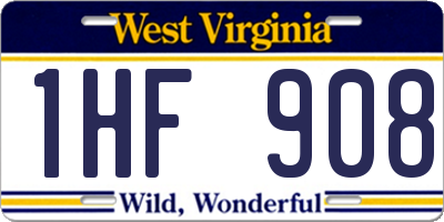 WV license plate 1HF908