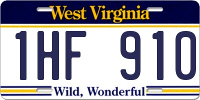 WV license plate 1HF910