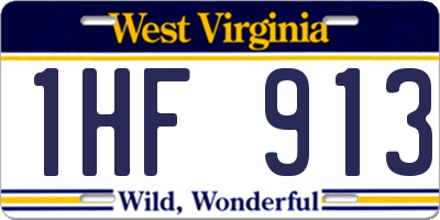 WV license plate 1HF913