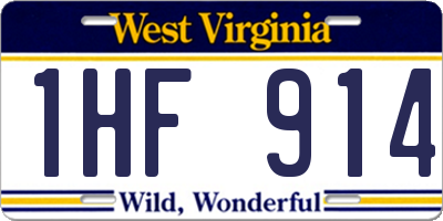 WV license plate 1HF914