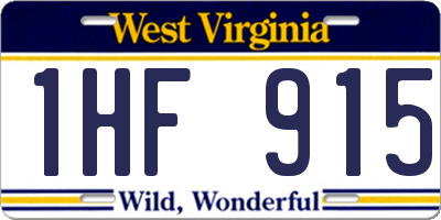 WV license plate 1HF915