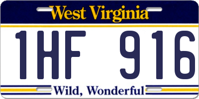 WV license plate 1HF916