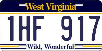 WV license plate 1HF917