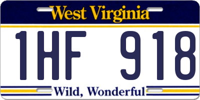 WV license plate 1HF918