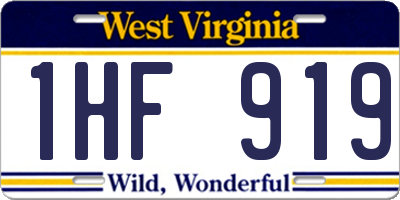 WV license plate 1HF919