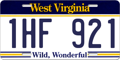 WV license plate 1HF921