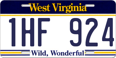 WV license plate 1HF924