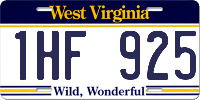 WV license plate 1HF925