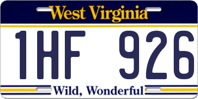 WV license plate 1HF926