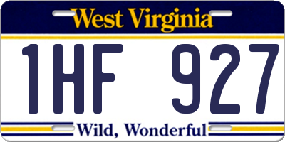 WV license plate 1HF927