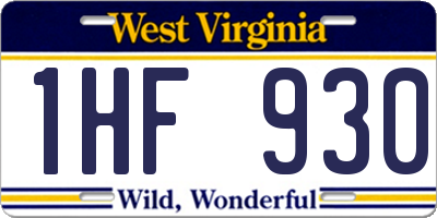 WV license plate 1HF930