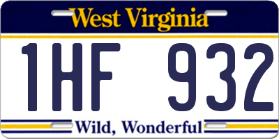 WV license plate 1HF932