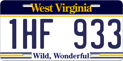 WV license plate 1HF933