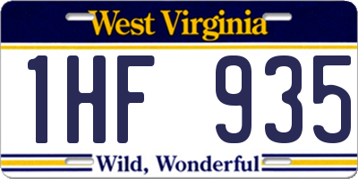 WV license plate 1HF935