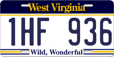 WV license plate 1HF936