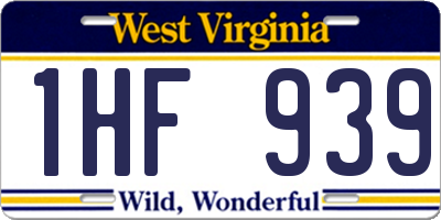 WV license plate 1HF939