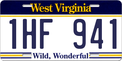 WV license plate 1HF941
