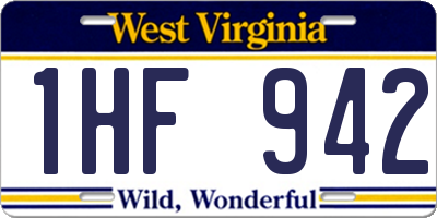 WV license plate 1HF942