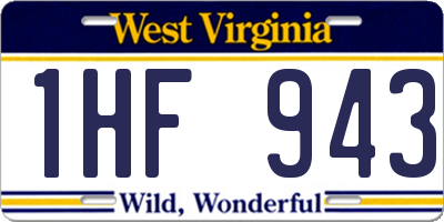 WV license plate 1HF943