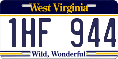 WV license plate 1HF944