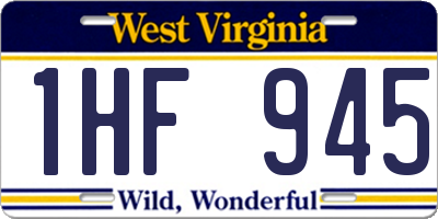 WV license plate 1HF945