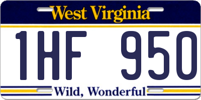 WV license plate 1HF950