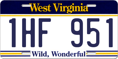WV license plate 1HF951