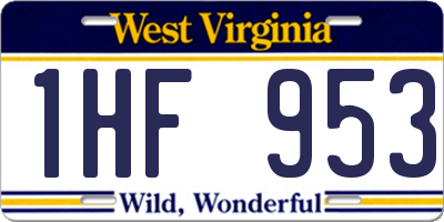 WV license plate 1HF953