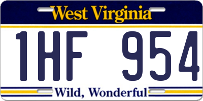 WV license plate 1HF954