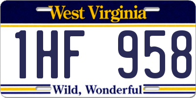 WV license plate 1HF958