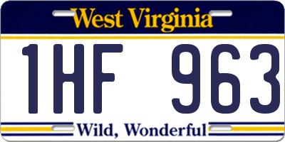 WV license plate 1HF963