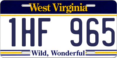 WV license plate 1HF965