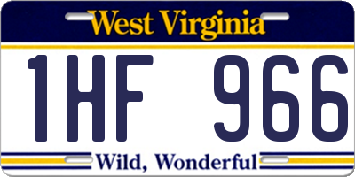 WV license plate 1HF966
