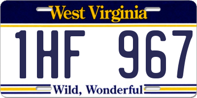 WV license plate 1HF967