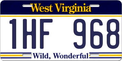 WV license plate 1HF968